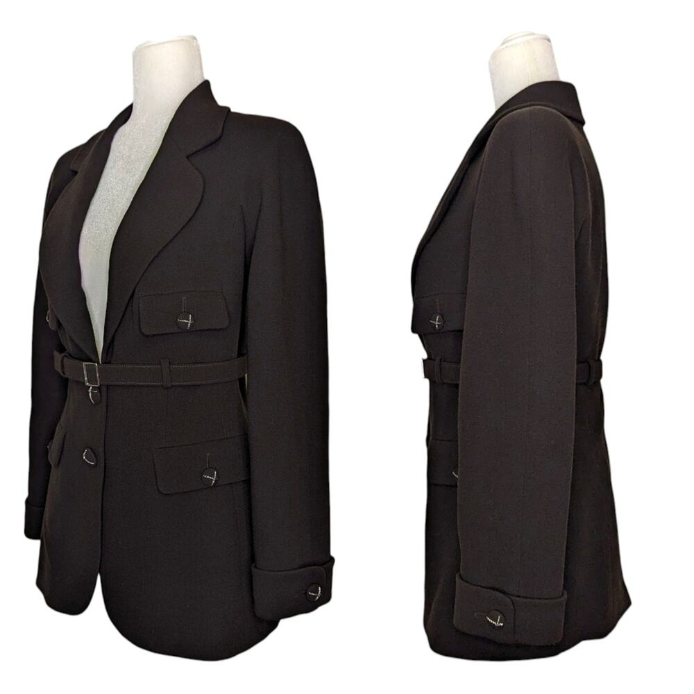 Chanel 2007 Paris-Monte Carlo Belted Wool Jacket Blazer CC Buttons Black 40 - Picture 4 of 14